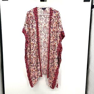 Artesia Floral Open Front Boho Kimono Cardigan Women's Size XS/S Very Oversized
